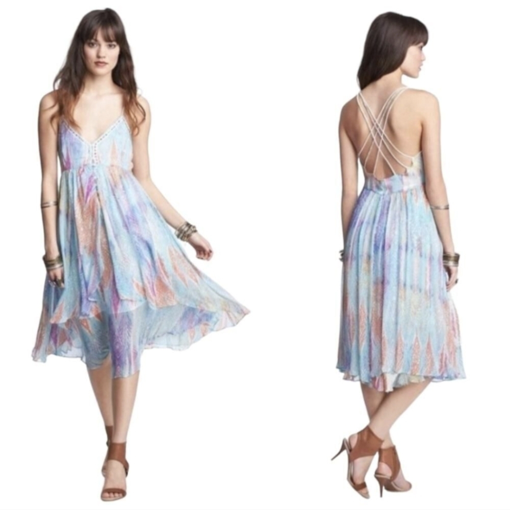 RARE Vintage Free People “Sea Gypsy”  Chiffon Midi Fairy Dress